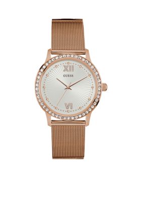 GUESS® Women's Rose Gold-Tone and Crystal Watch | belk