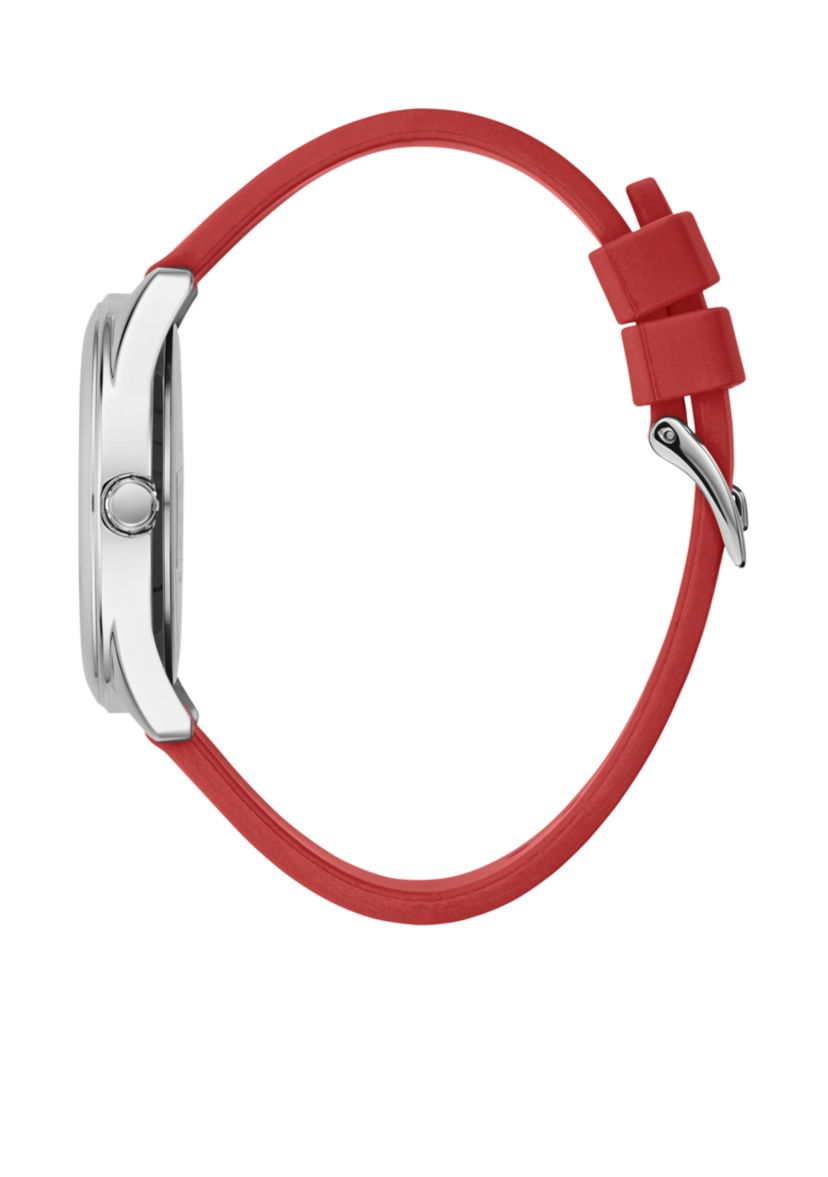 Red And Silver-Tone Logo Watch