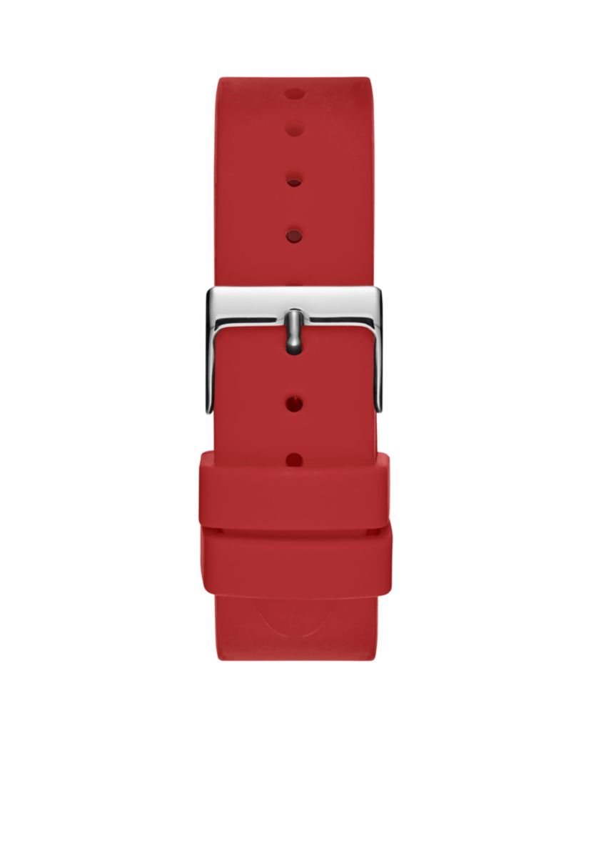 Red And Silver-Tone Logo Watch
