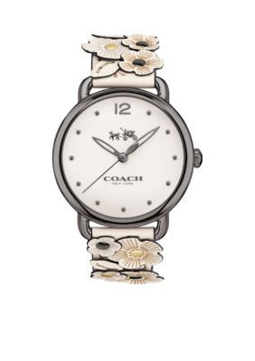 Coach Delancey Floral Applique Leather Strap Watch Belk