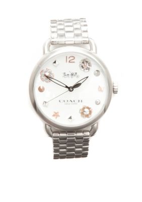 Coach Women S Stainless Steel Delancey Watch With Charm Dial Belk