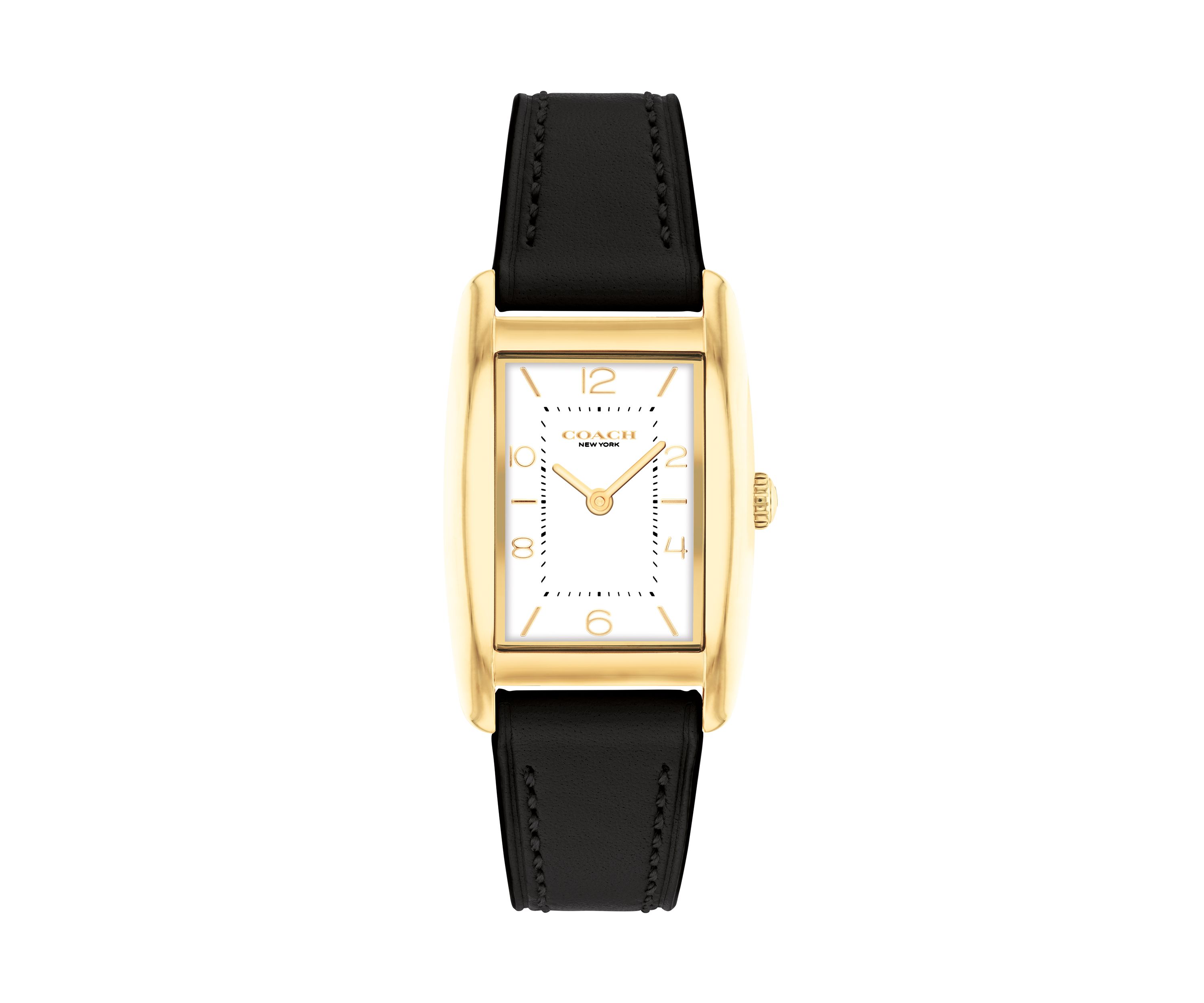 Reese Black Leather Strap Watch