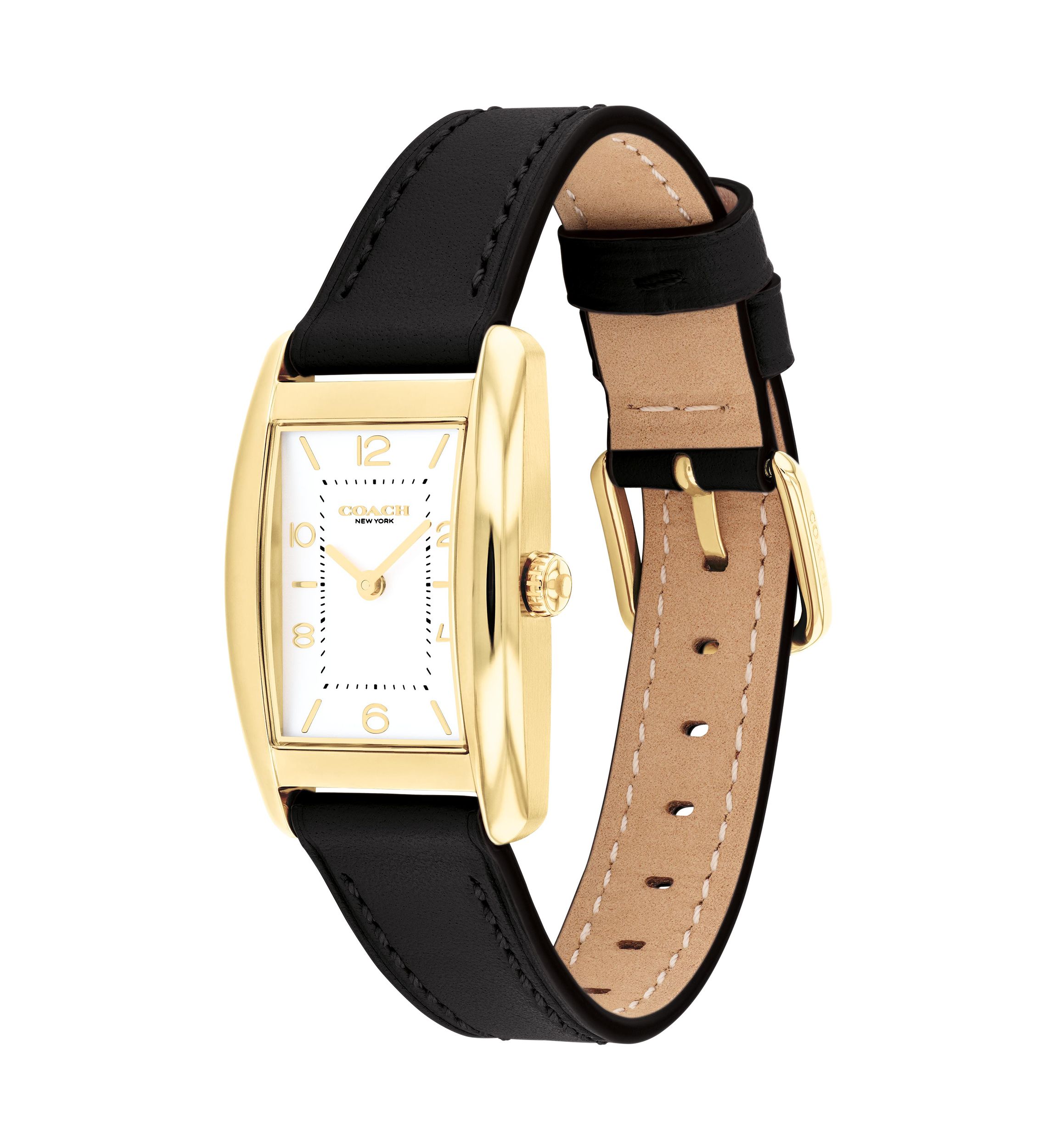 Reese Black Leather Strap Watch