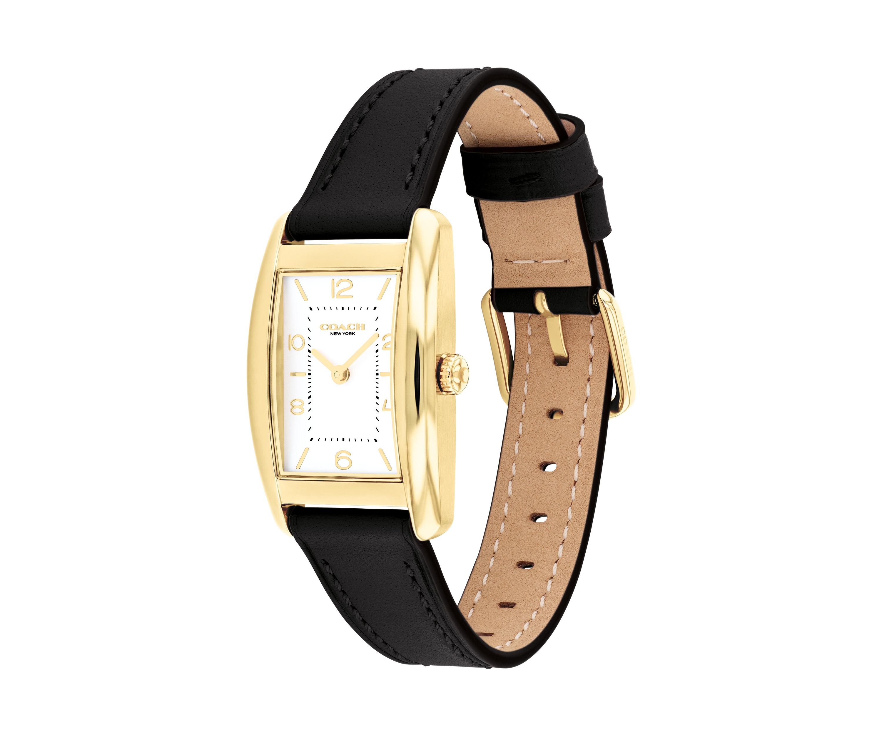 Reese Black Leather Strap Watch