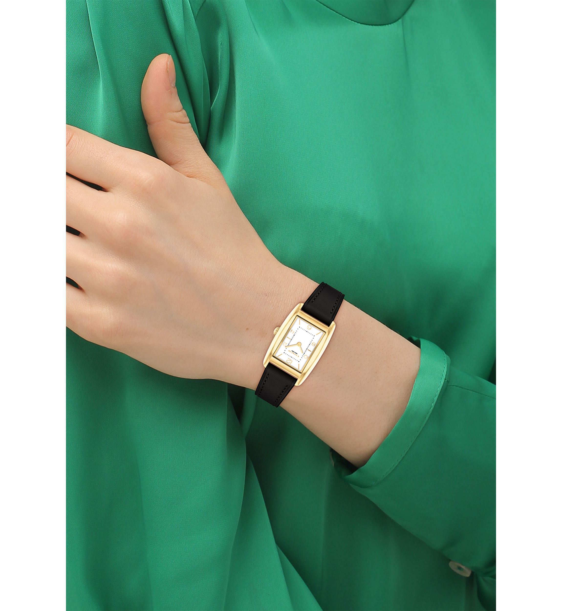 Reese Black Leather Strap Watch