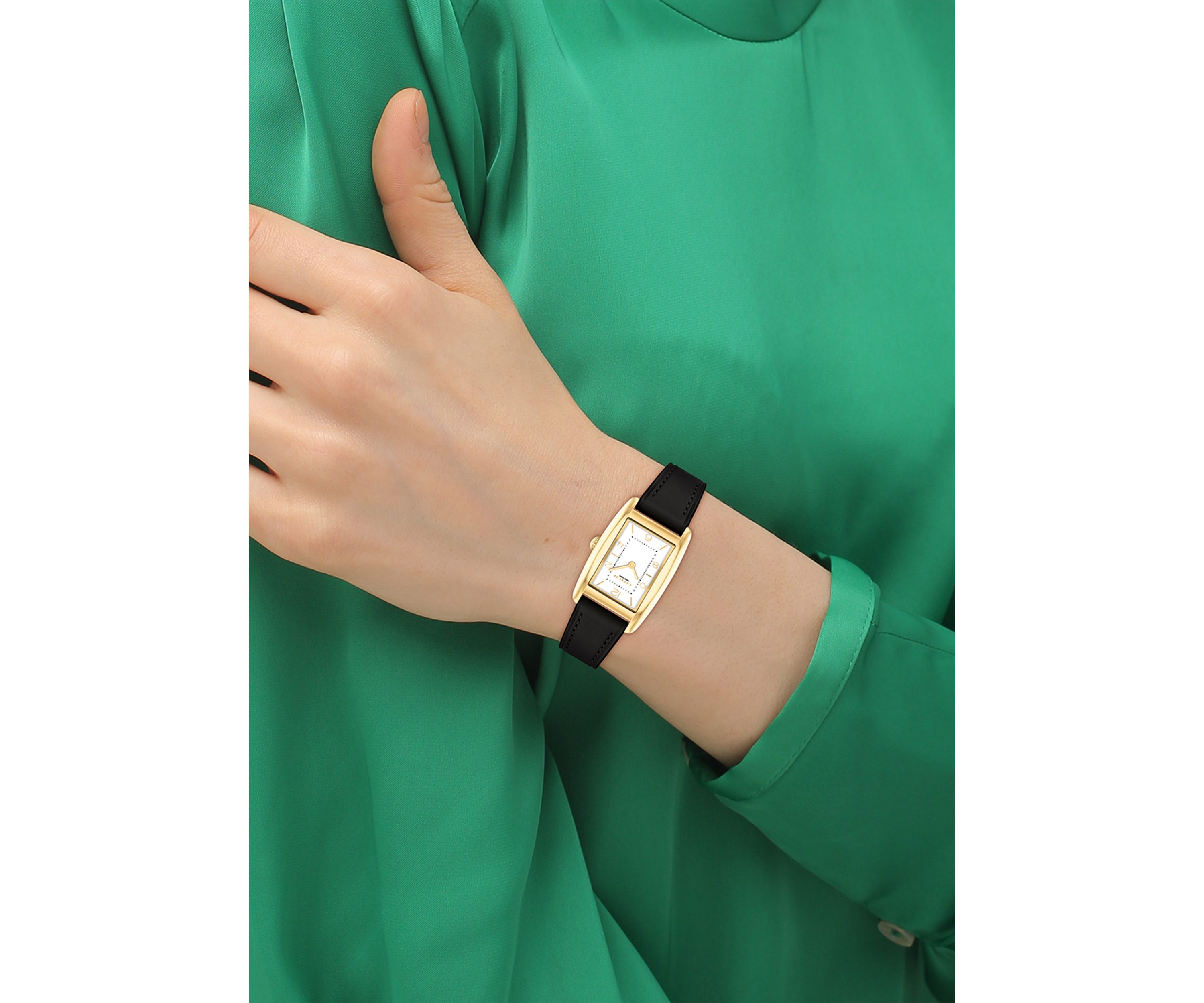 Reese Black Leather Strap Watch