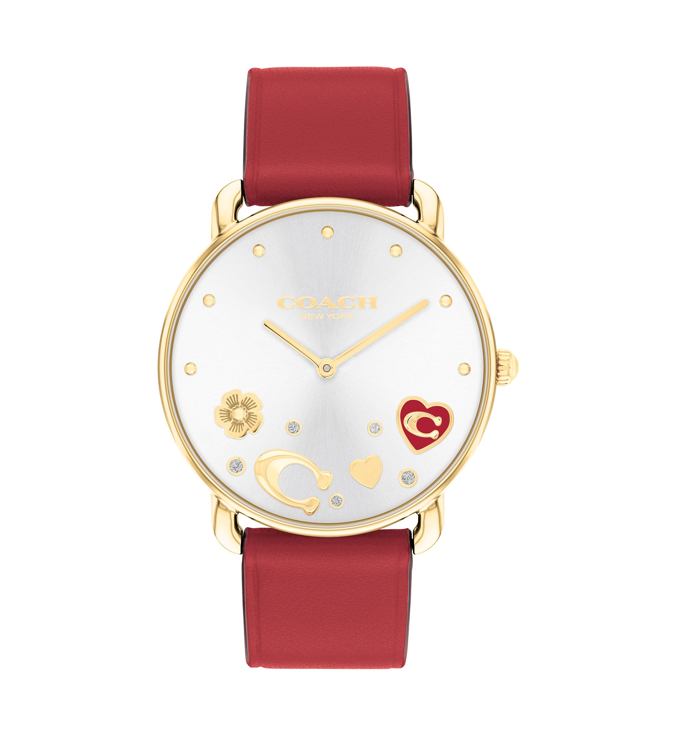 Elliot Red Leather Strap Watch