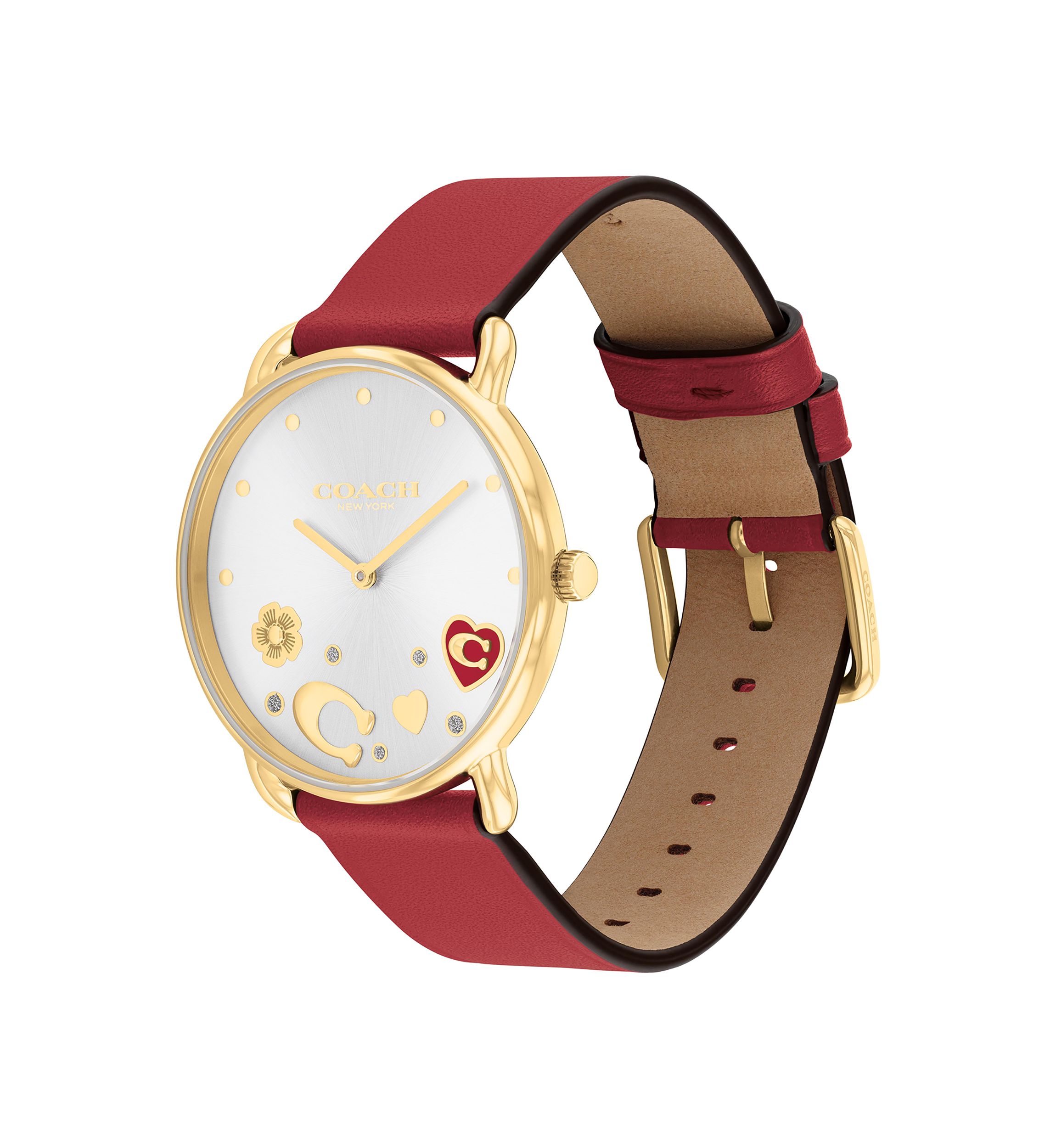 Elliot Red Leather Strap Watch