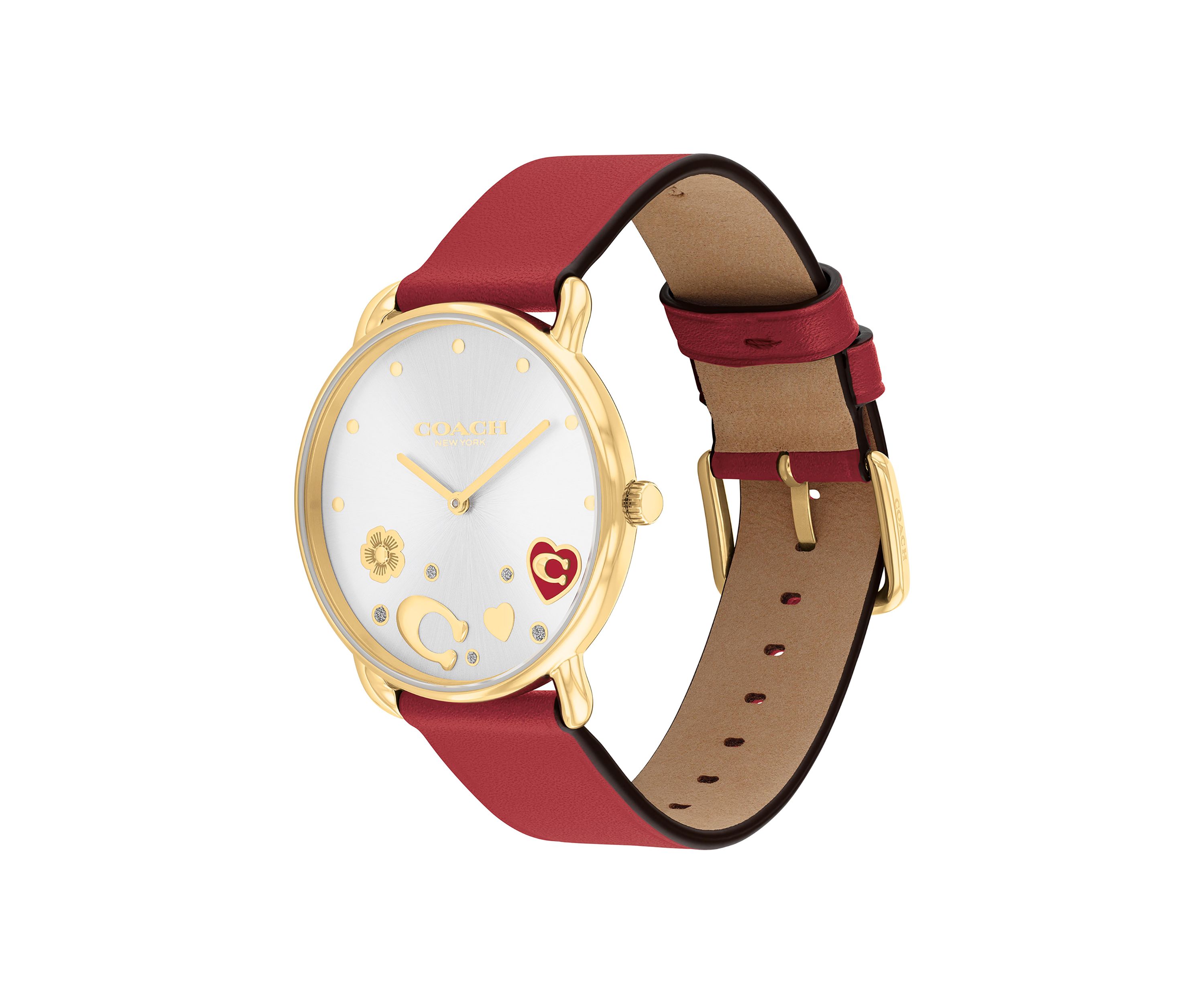 Elliot Red Leather Strap Watch