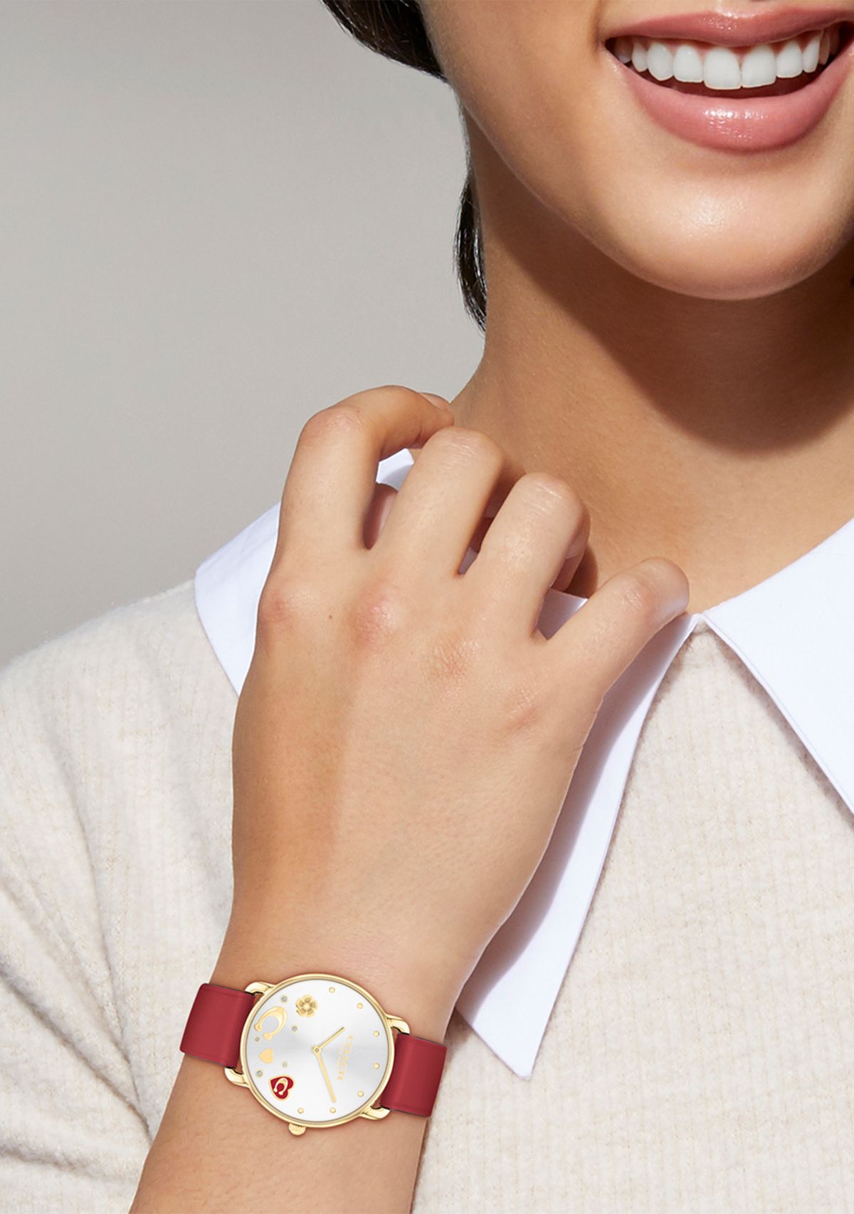 Elliot Red Leather Strap Watch