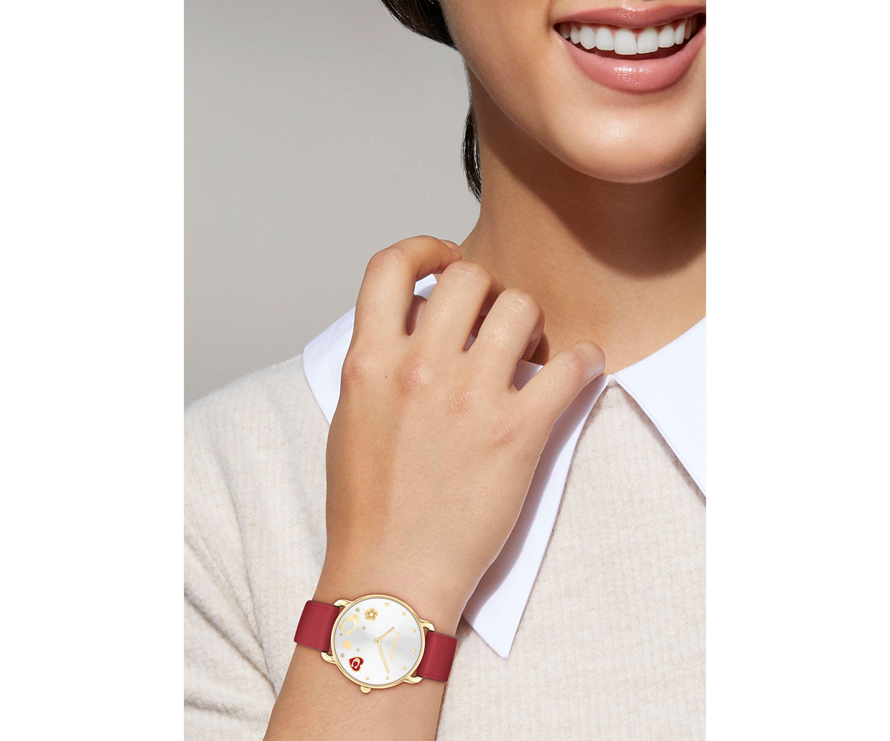 Elliot Red Leather Strap Watch