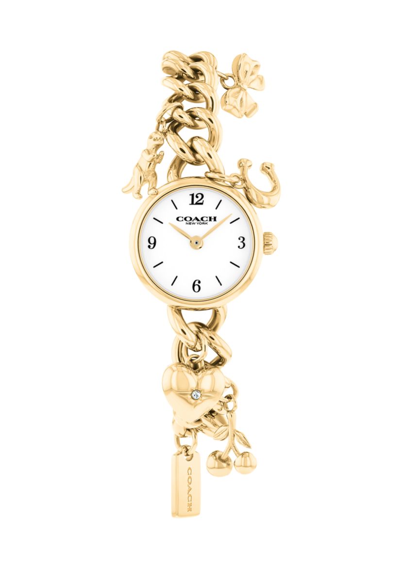 COACH Iris Stainless Steel Charm Bracelet Watch | Belk display picture 2