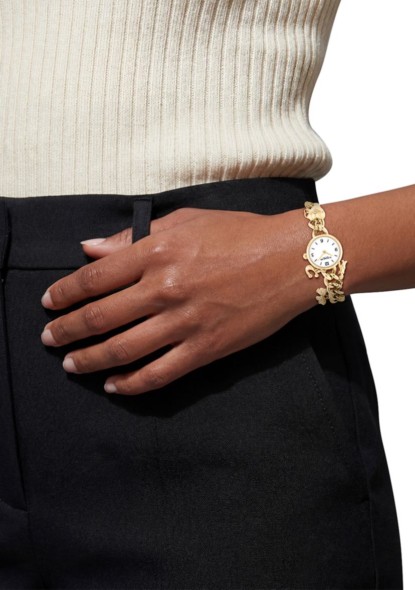 COACH Iris Stainless Steel Charm Bracelet Watch | Belk