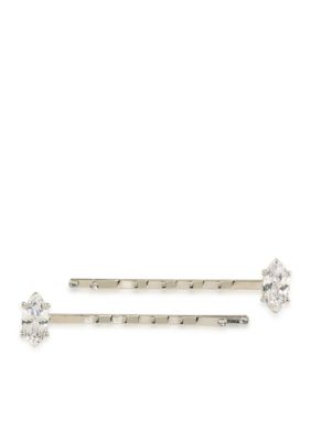 Carolee Silver Tone Marquee Solitaire Stone Hair Pins Belk
