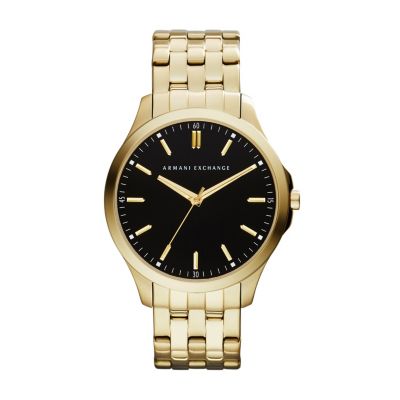 Armani Exchange AX Men's Three-Hand Gold-Tone Stainless Steel Watch -  0723763217194