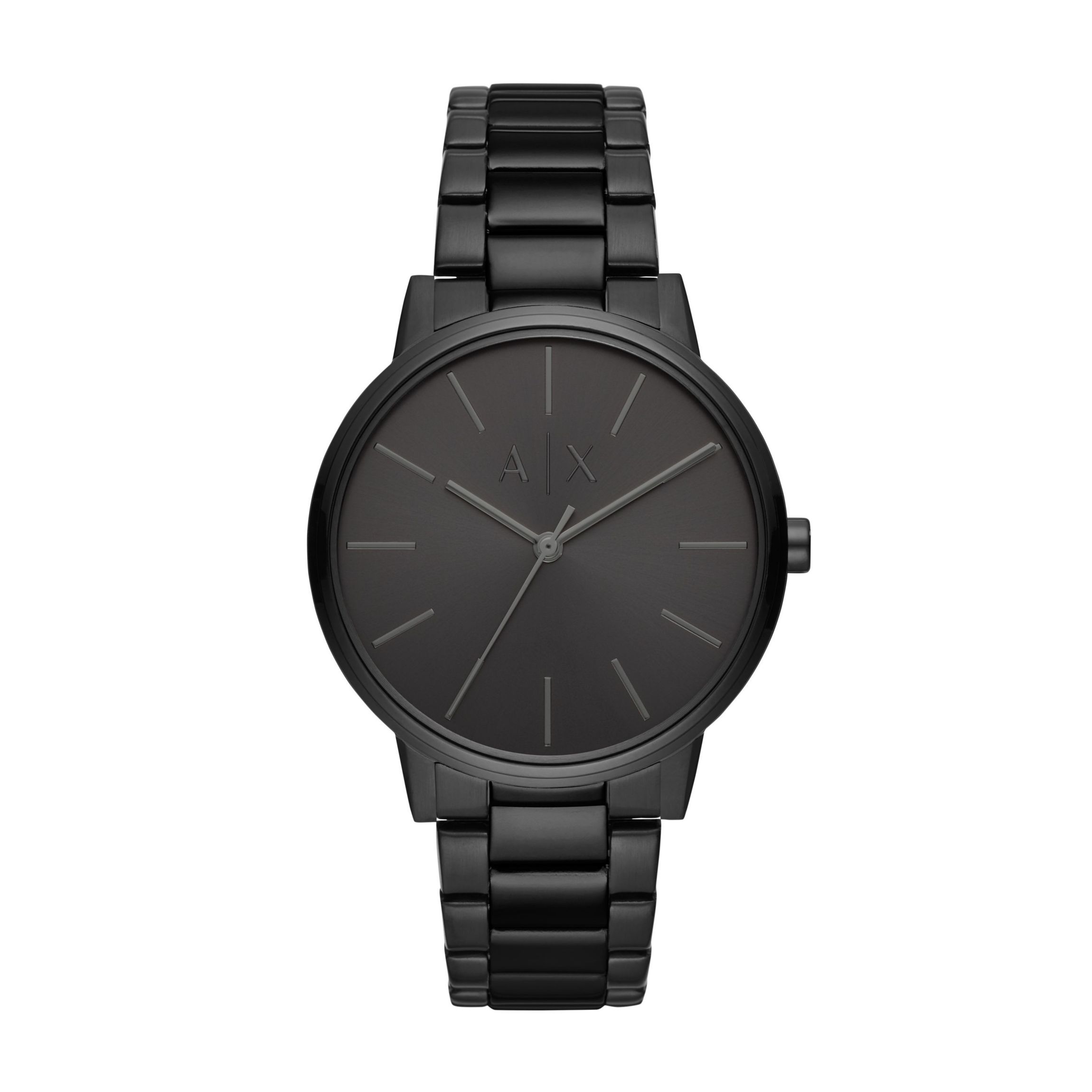 Three-Hand Black Stainless Steel Watch
