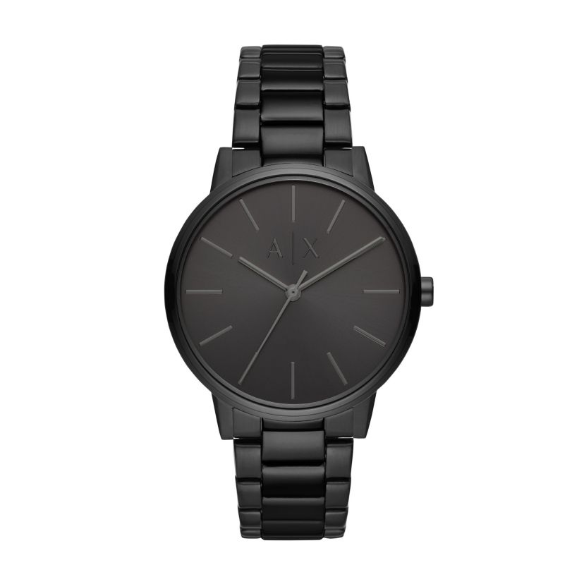 Three-Hand Black Stainless Steel Watch