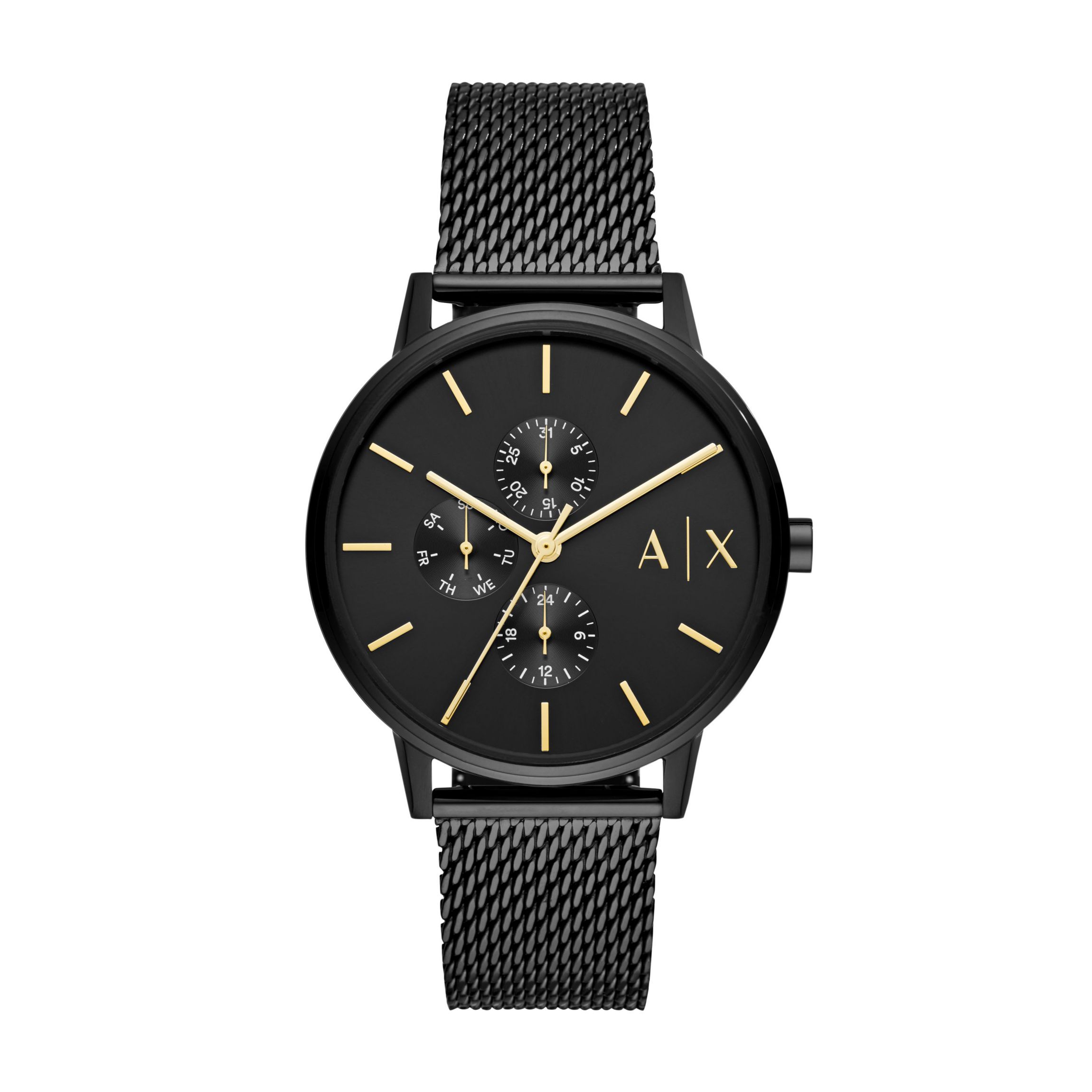 Multifunction Black Stainless Steel Mesh Watch