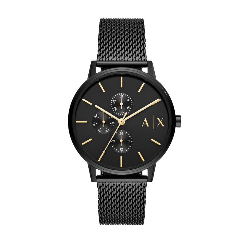 Multifunction Black Stainless Steel Mesh Watch