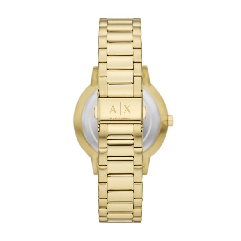 Three-Hand Gold-Tone Stainless Steel Watch and Gold-Tone Stainless Steel Bracelet Set