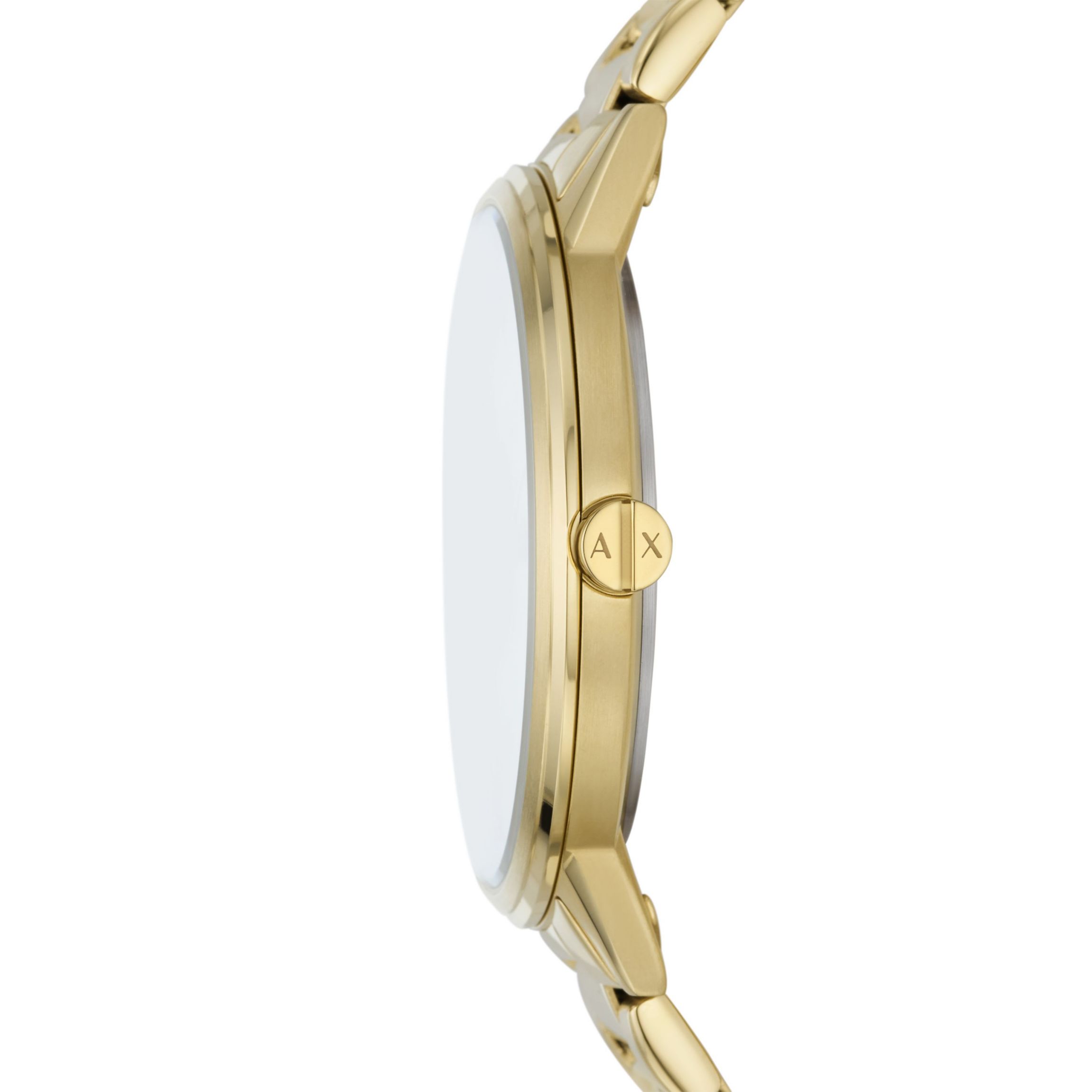 Three-Hand Gold-Tone Stainless Steel Watch and Gold-Tone Stainless Steel Bracelet Set