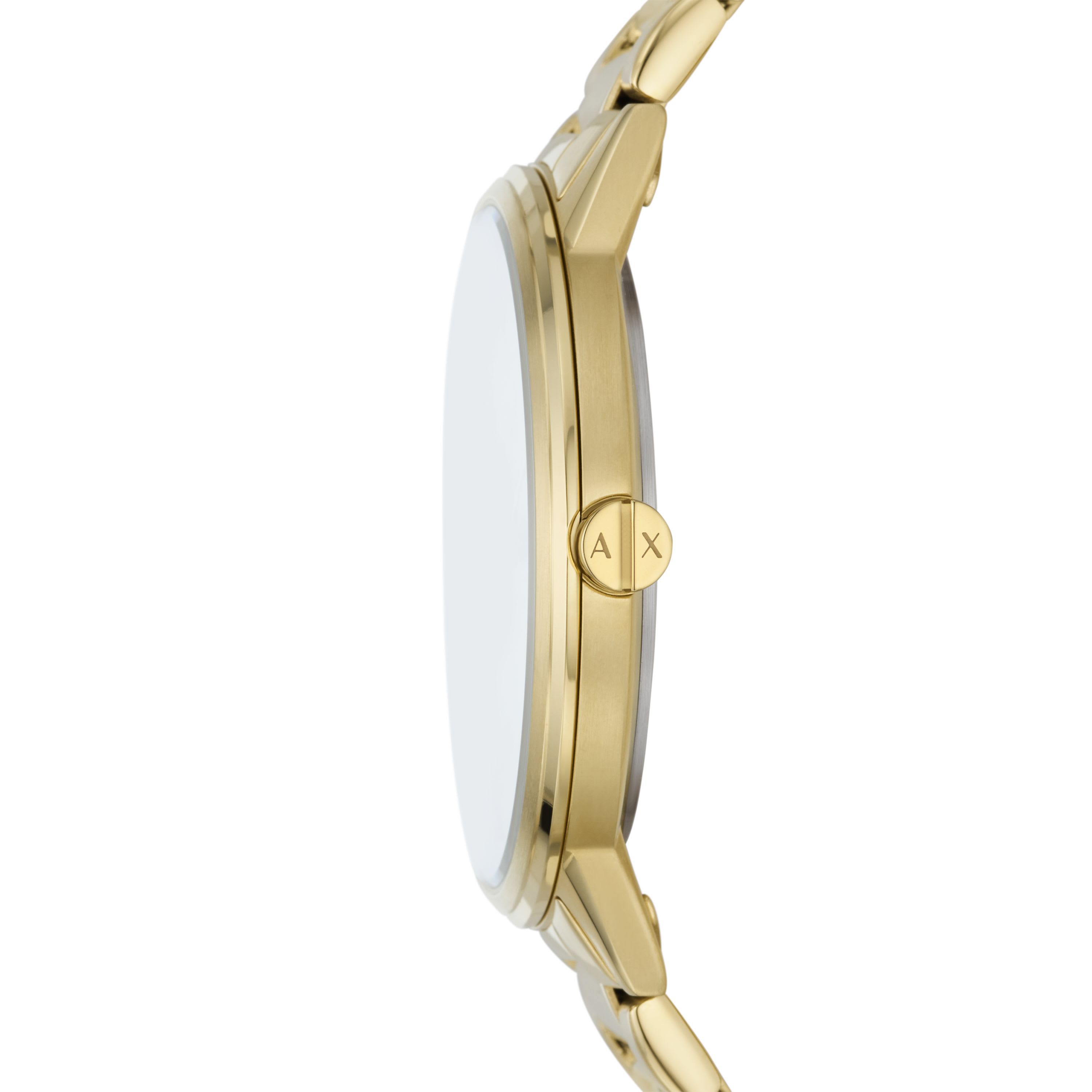 Three-Hand Gold-Tone Stainless Steel Watch and Gold-Tone Stainless Steel Bracelet Set