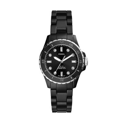 Fossil FB-01 Three-Hand Black Ceramic Watch