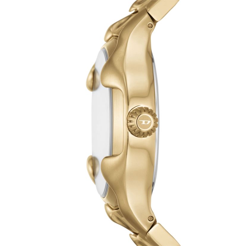 Diesel Mens Vert Three-Hand Date Gold-Tone Stainless Steel Watch