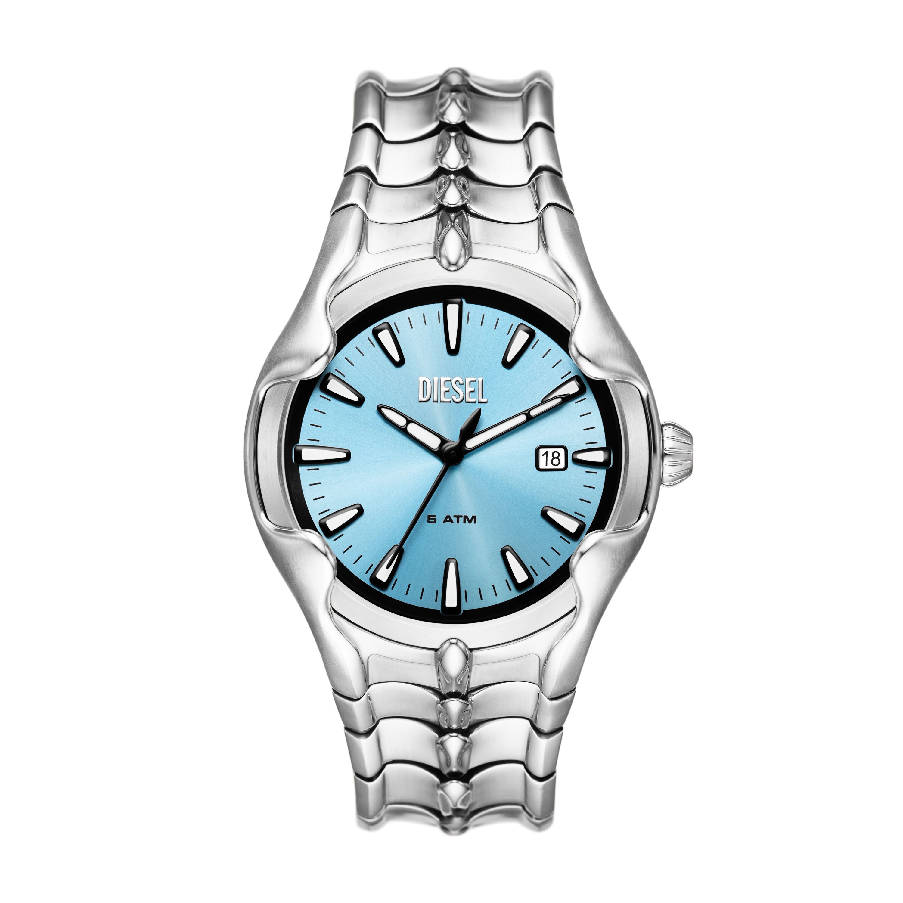 Diesel Mens Vert Three-Hand Date Stainless Steel Watch