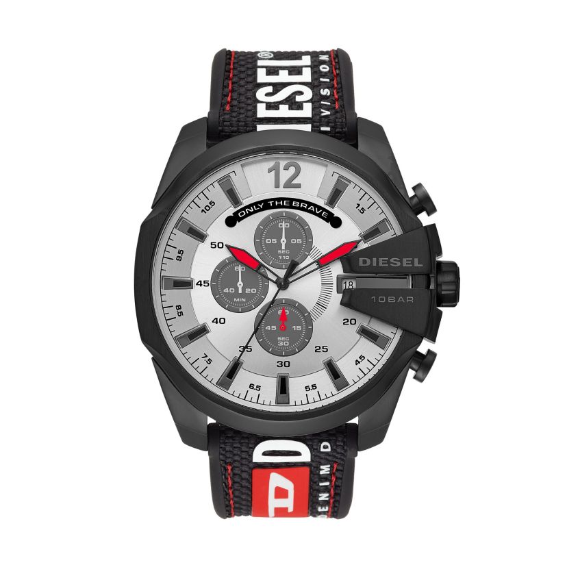 Diesel Mens Mega Chief Chronograph Black Nylon Watch