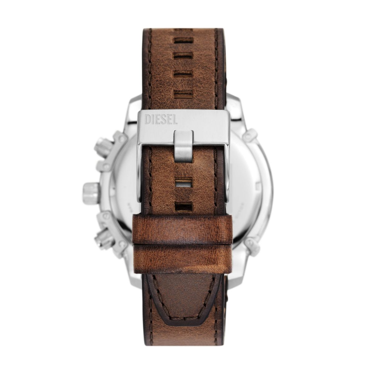 Diesel Mens Griffed Chronograph Brown Leather Watch