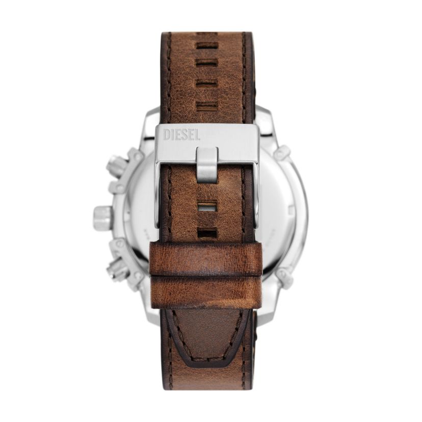 Diesel Mens Griffed Chronograph Brown Leather Watch