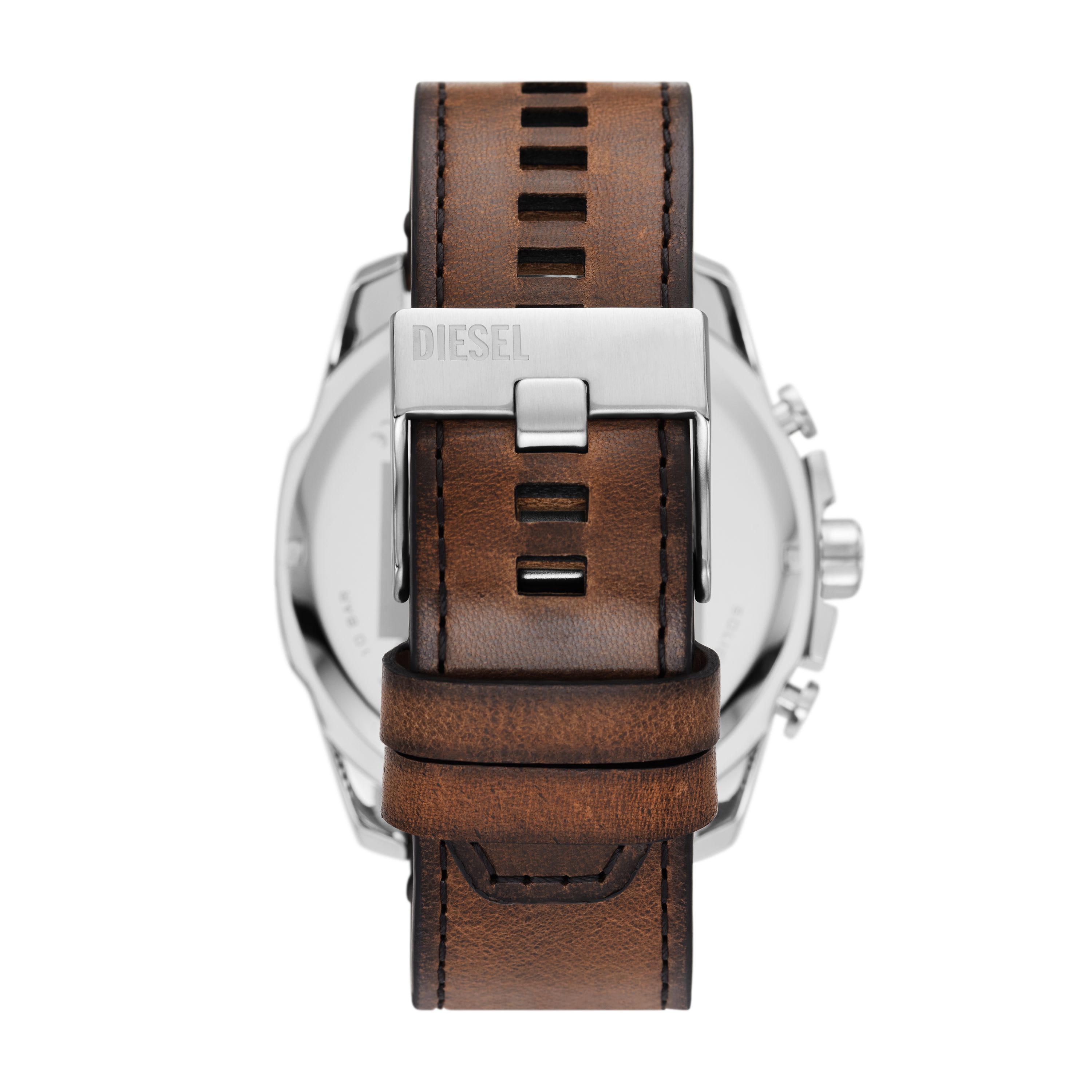 Diesel Mens Mega Chief Chronograph Brown Leather Watch