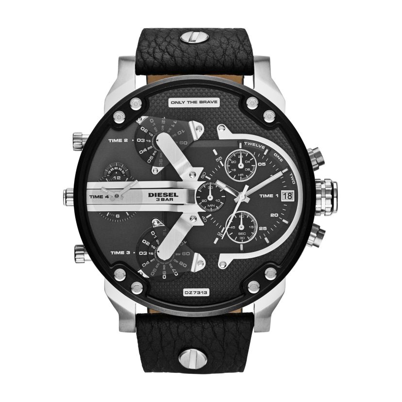 Diesel Mens Mr. Daddy 2.0 Multifunction Black Leather Watch