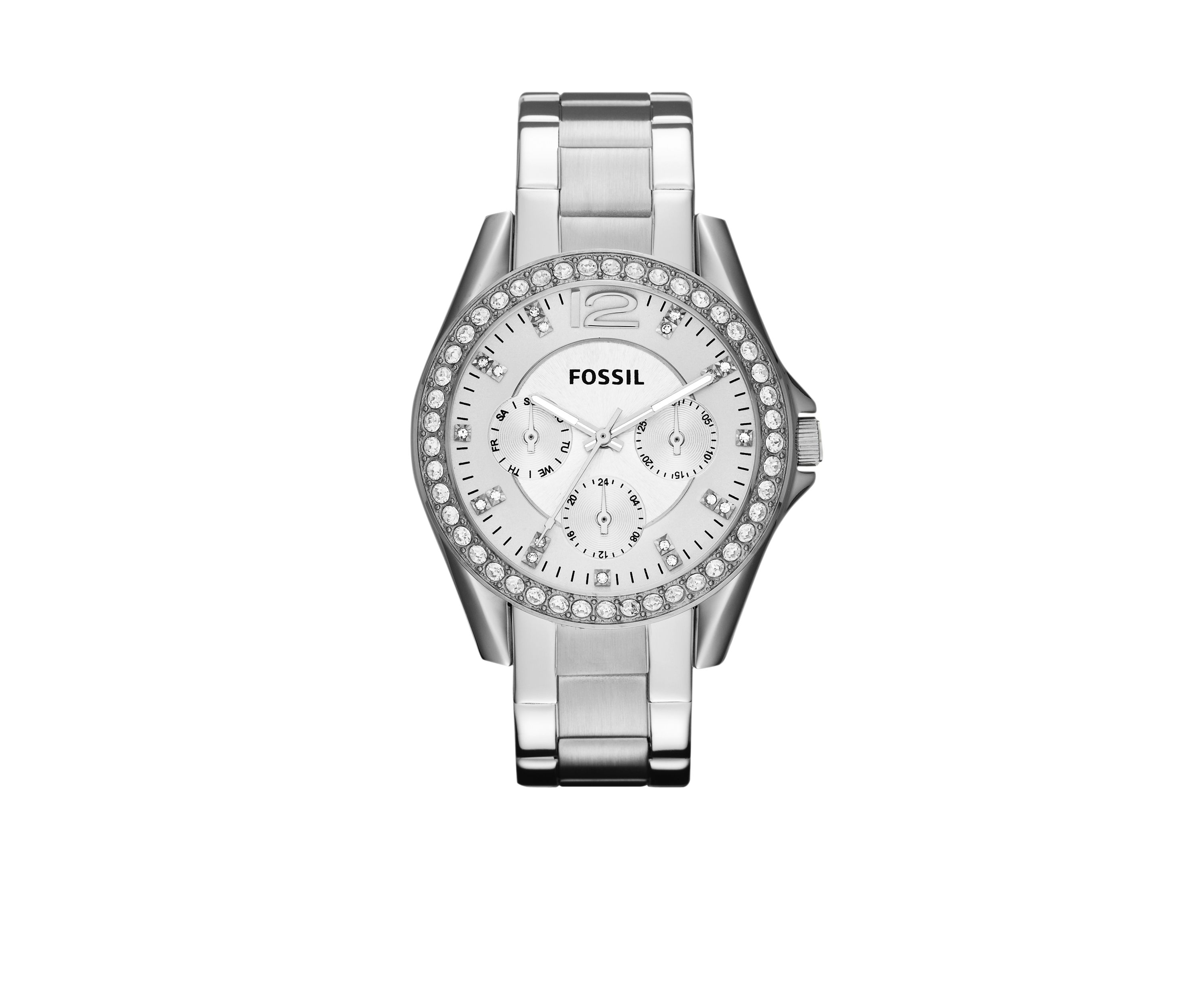 Ladies Silver-Tone Stainless Steel Riley Glitz Watch