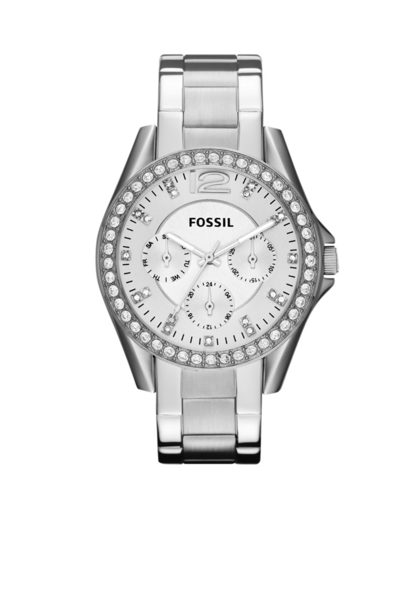Ladies Silver-Tone Stainless Steel Riley Glitz Watch