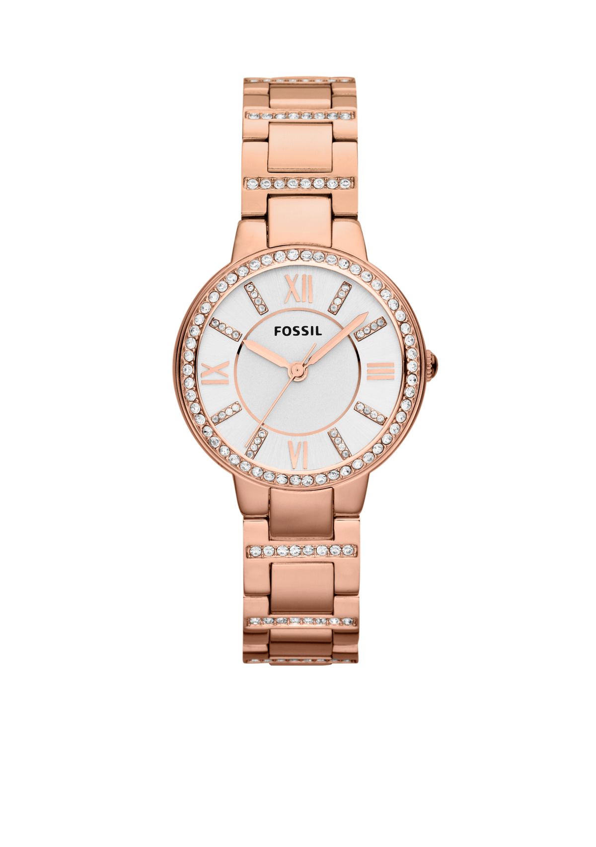Womens Rose Gold-Tone Stainless Steel Virginia Three Hand Glitz Watch