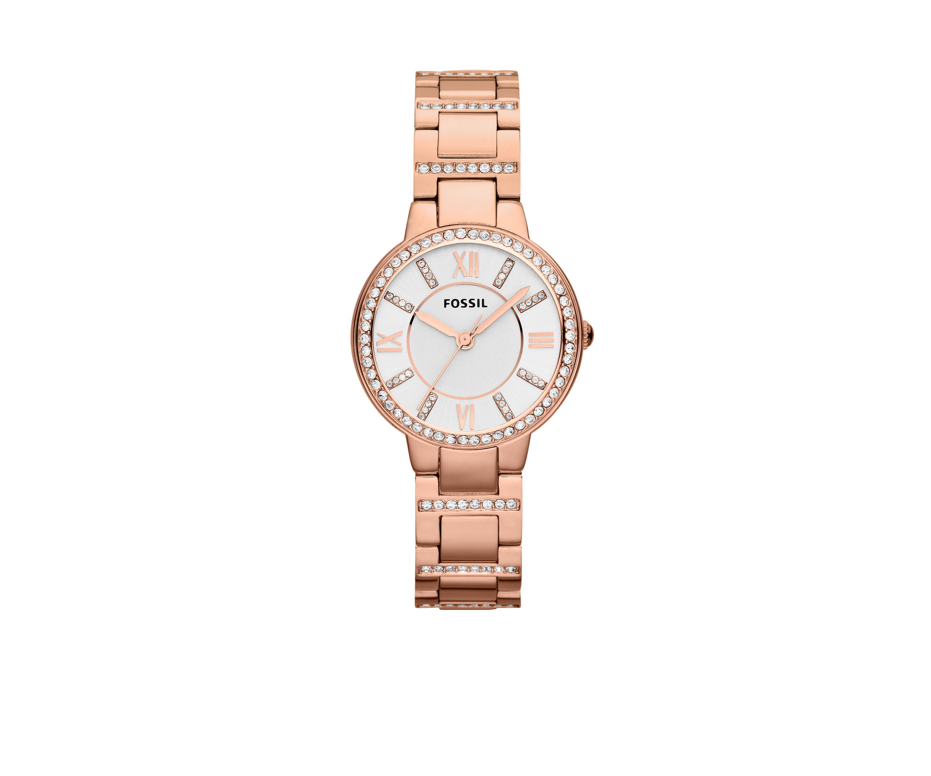 Womens Rose Gold-Tone Stainless Steel Virginia Three Hand Glitz Watch