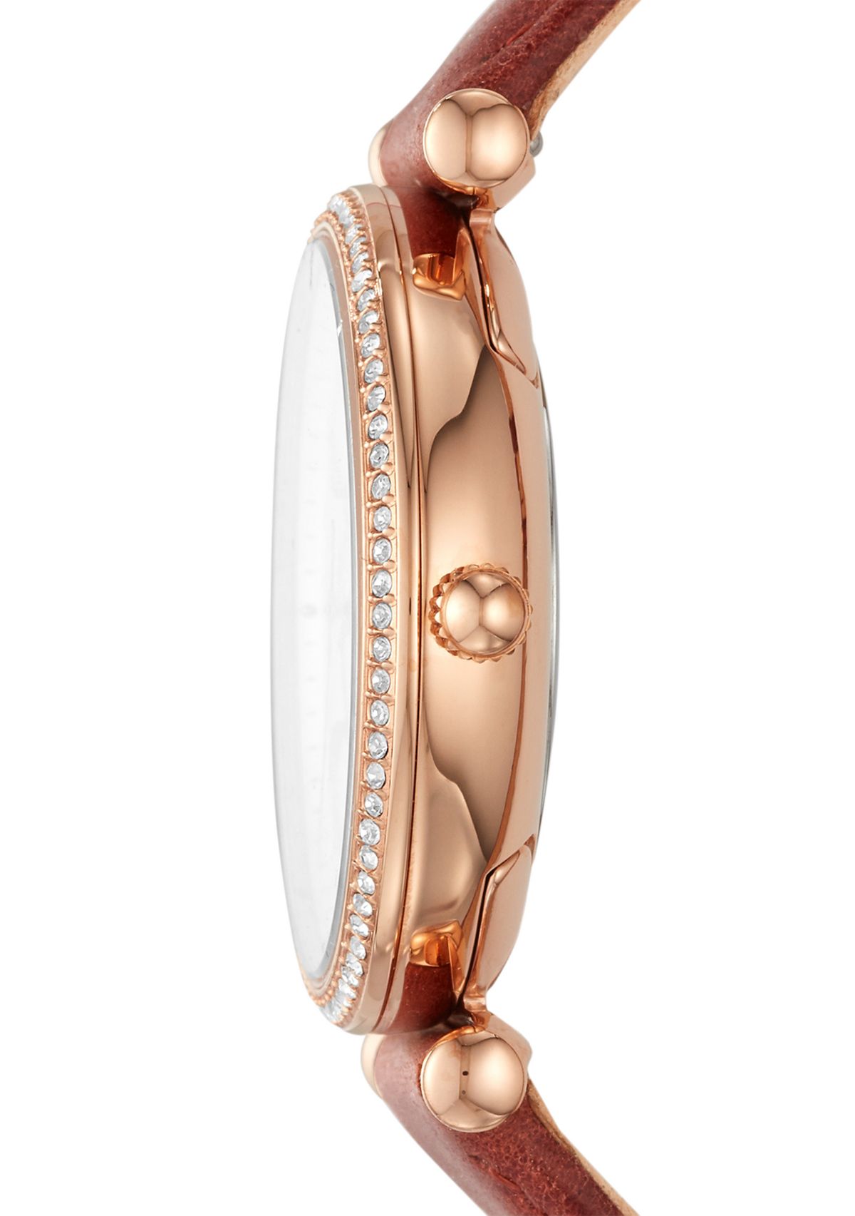 Gold-Tone Stainless Steel Carlie Three-Hand Terracotta Leather Watch