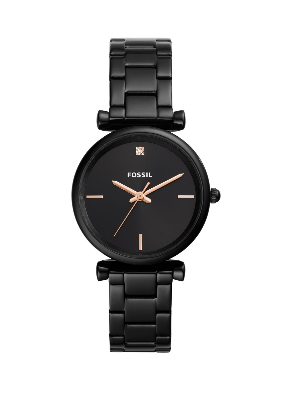 Carlie Carbon Series Three-Hand Black Stainless Steel Watch