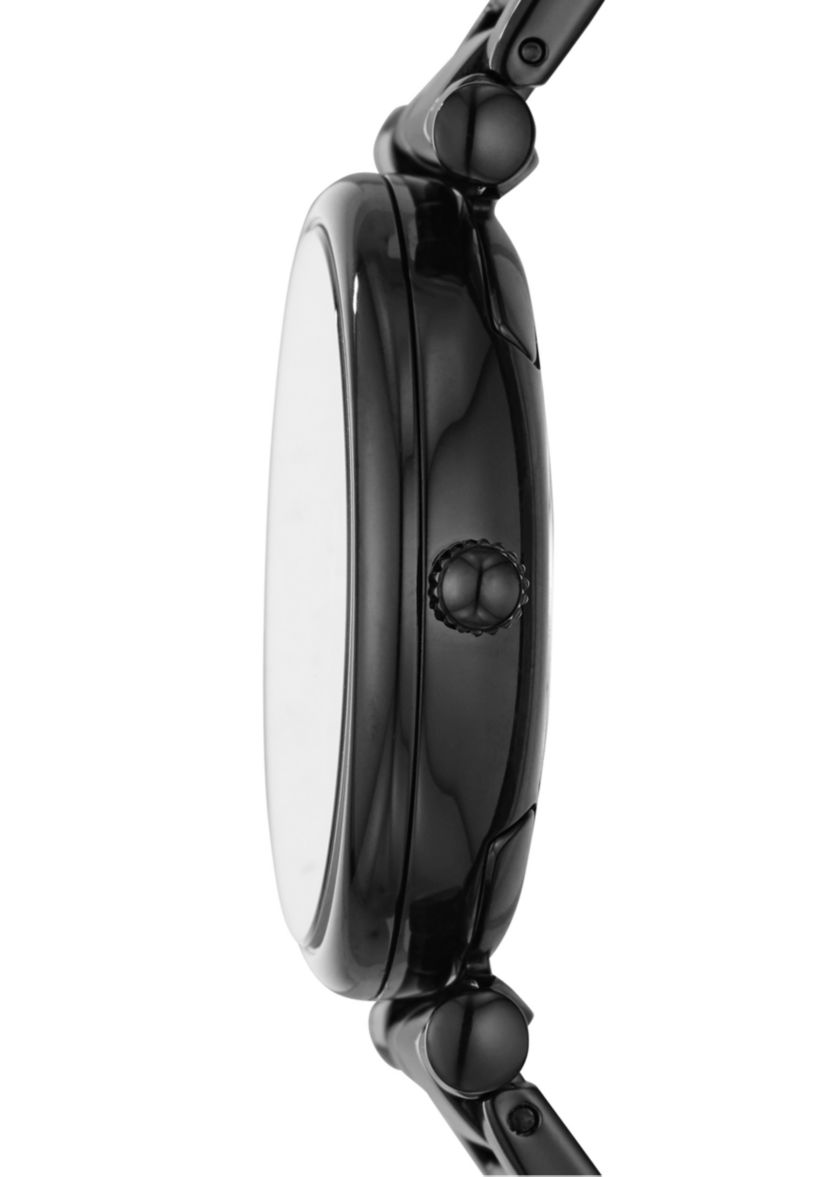 Carlie Carbon Series Three-Hand Black Stainless Steel Watch