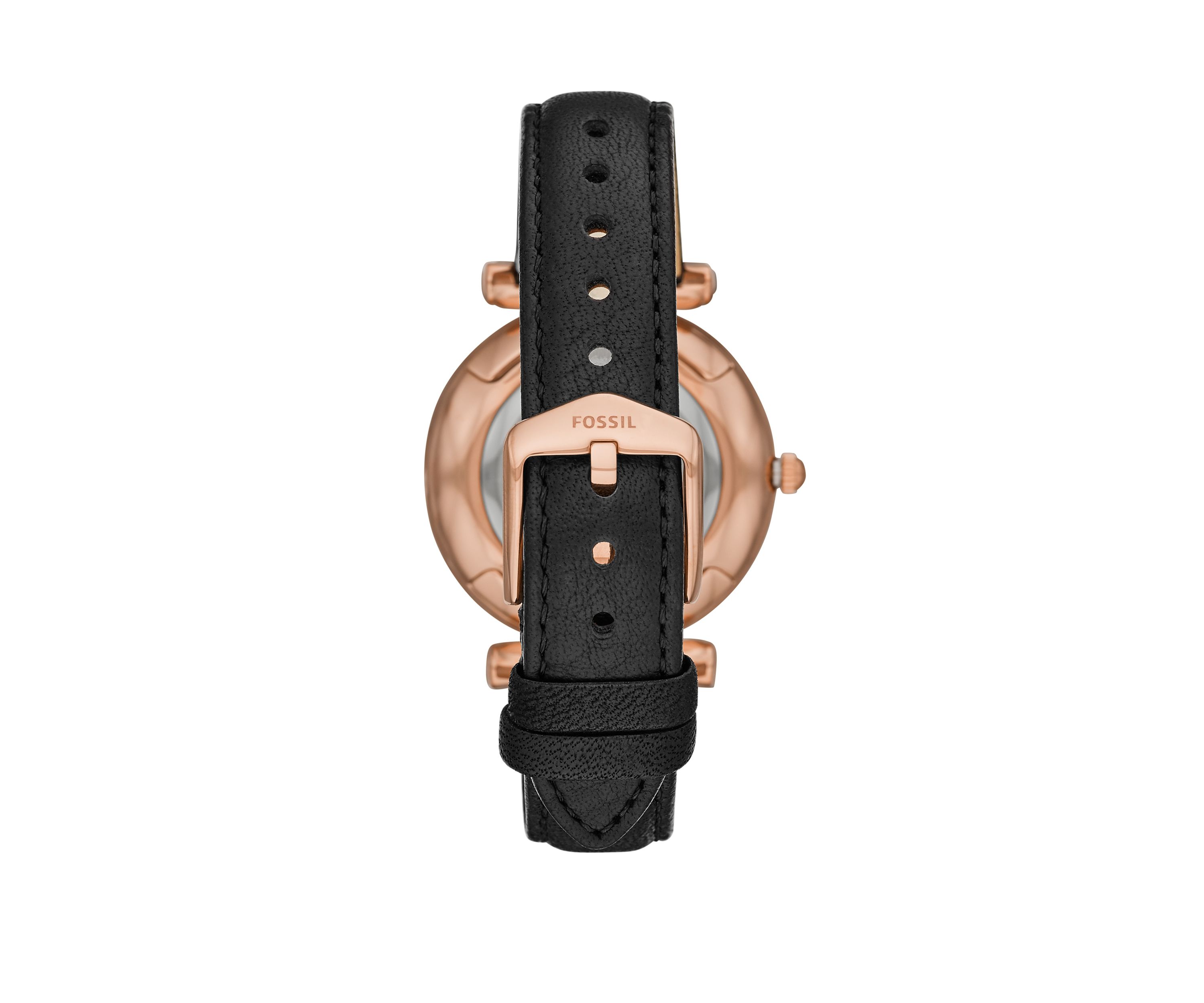 Carlie Three-Hand Black Leather Watch