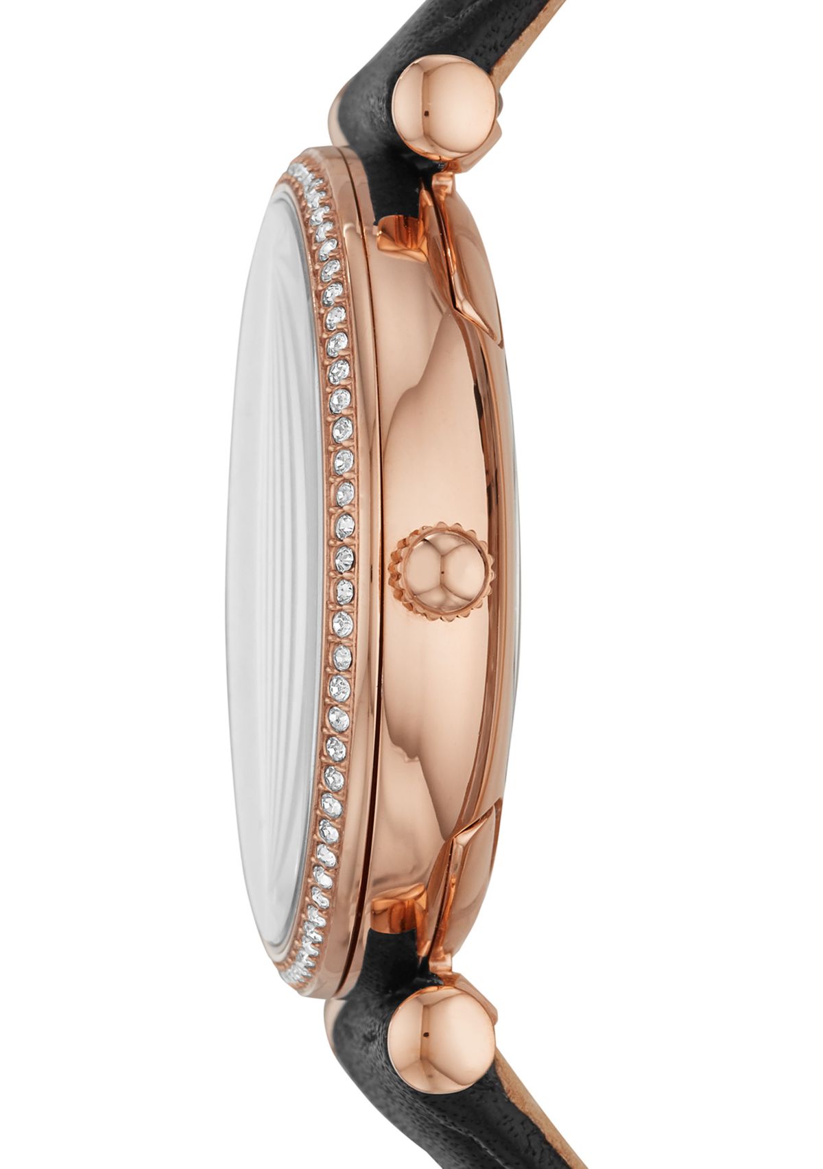 Carlie Three-Hand Black Leather Watch