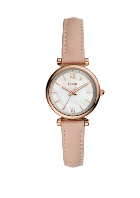 Fossil Carlie Mini Three-Hand Blush Leather Watch