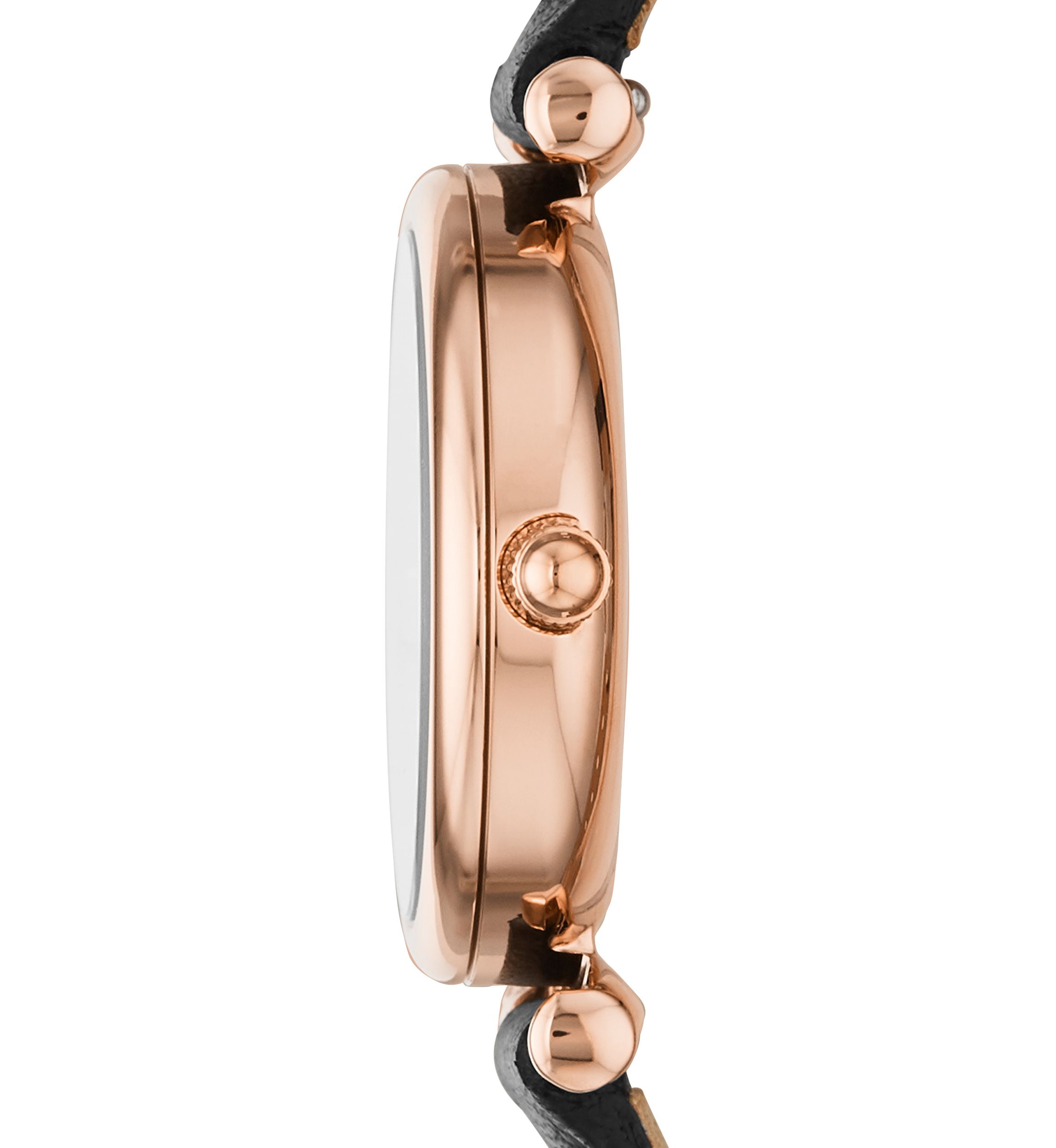 Carlie Mini Three-Hand Black Leather Watch