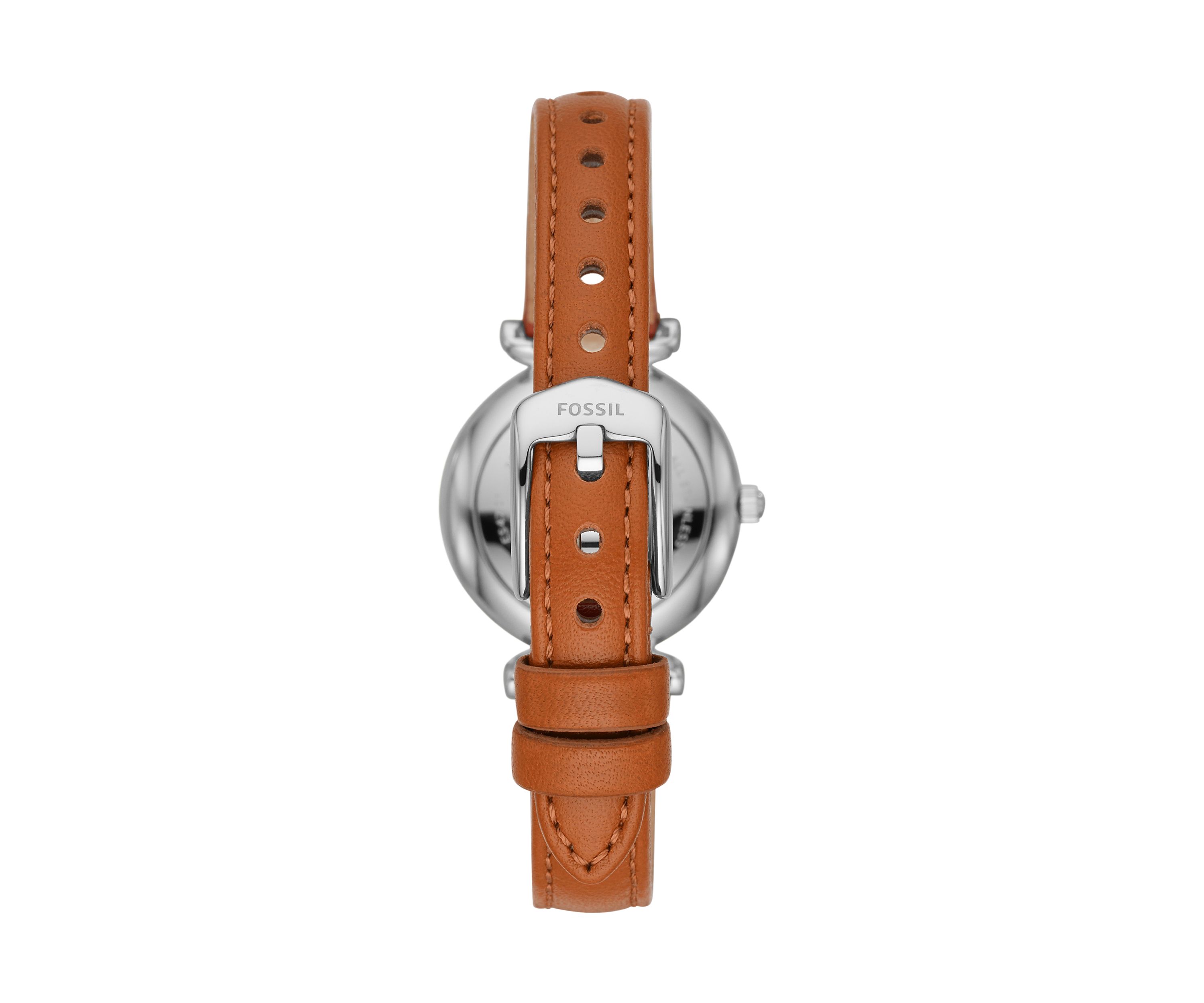 Carlie Mini Three-Hand Tan Leather Watch