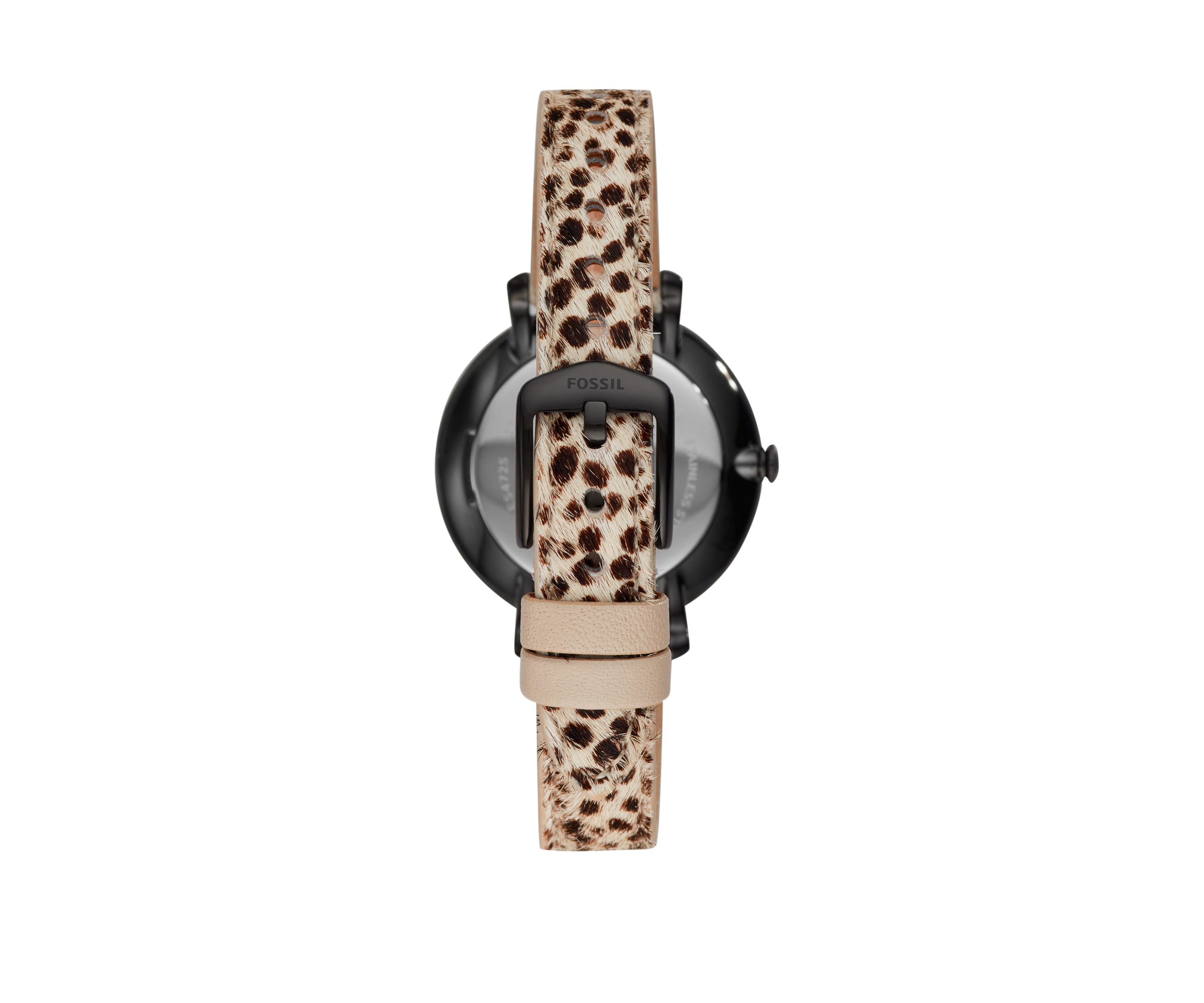 Womens 36 Millimeter Jacqueline Three Hand Faux Cheetah Hair Leather Watch