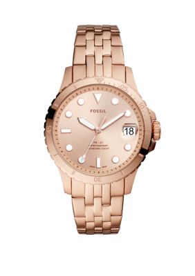 Fossil FB 01 Three Hand Date Rose Gold Tone Stainless Steel Watch