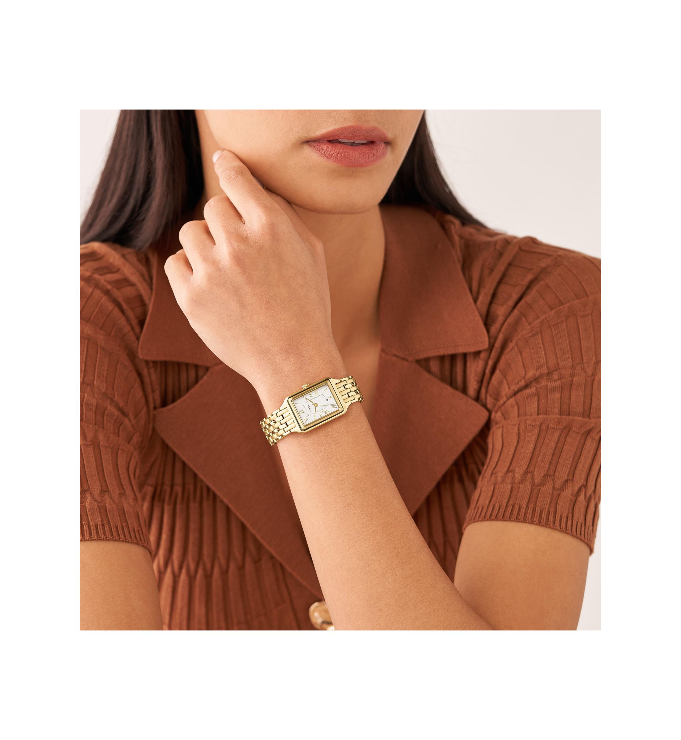 Raquel Three-Hand Date Gold-Tone Stainless Steel Watch