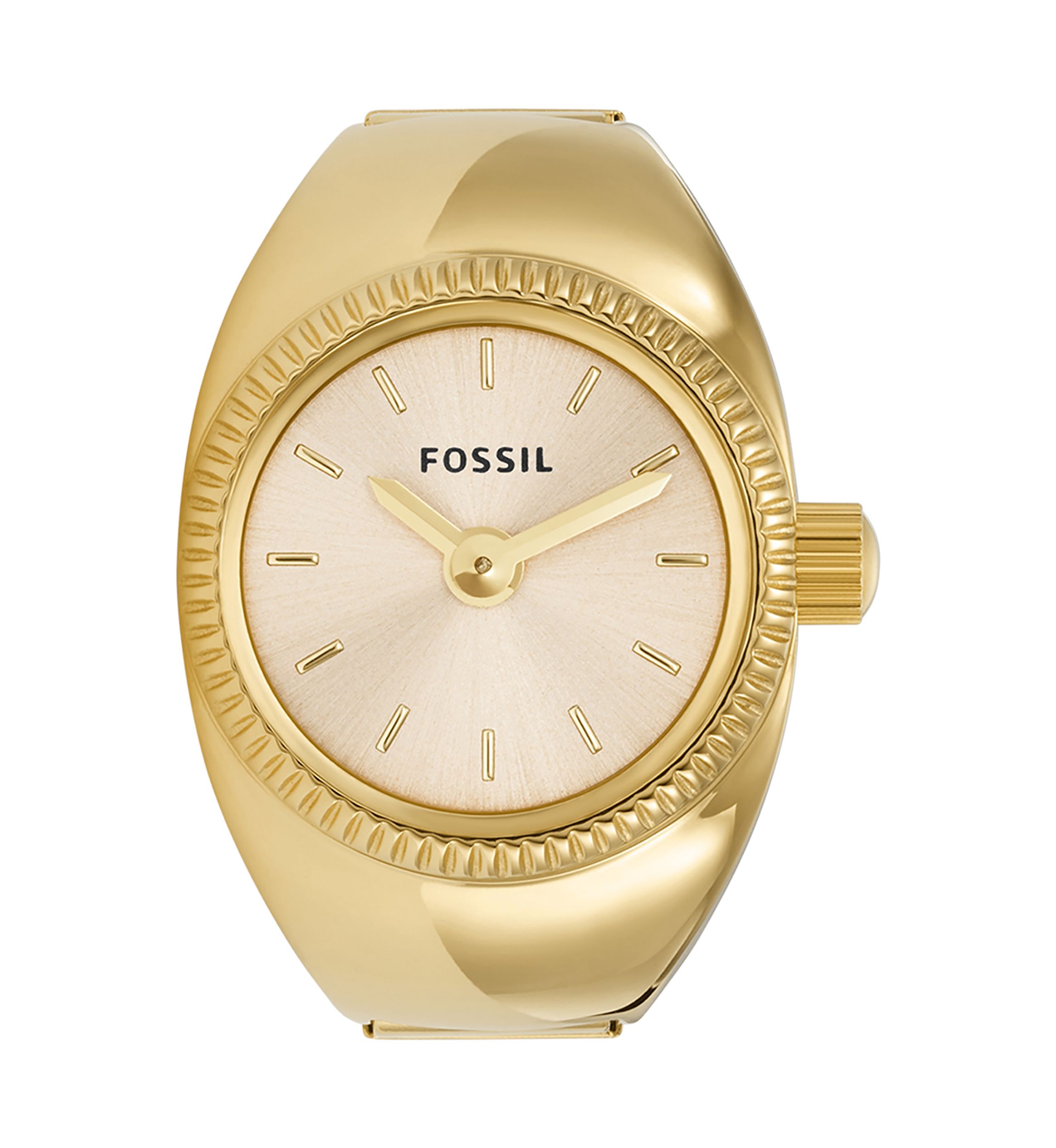 Gold Tone Stainless Steel Two Hand Watch Ring 